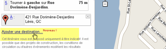 Google: Ajouter une destination